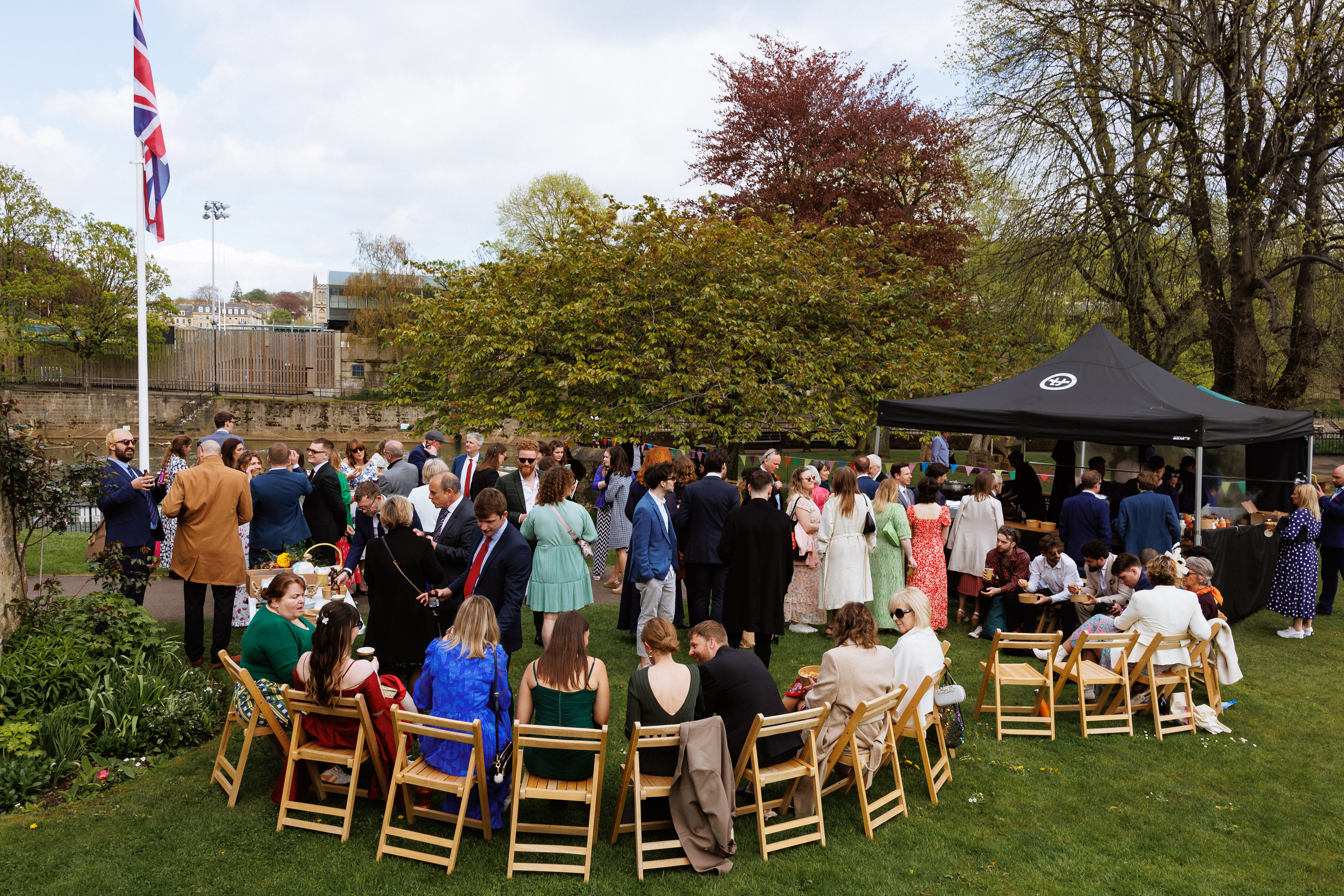 Wedding party in Parade Gardens, A Tall Long Legged Bird